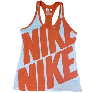 Nike Dri-Fit Heathered Orange Graphic Racerback Tank M